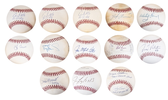 Lot of (13) New York Yankee Signed Baseballs Including Yogi Berra, Whitey Ford, Catfish Hunter & 1981 Team Signed Baseball (JSA Auction LOA)